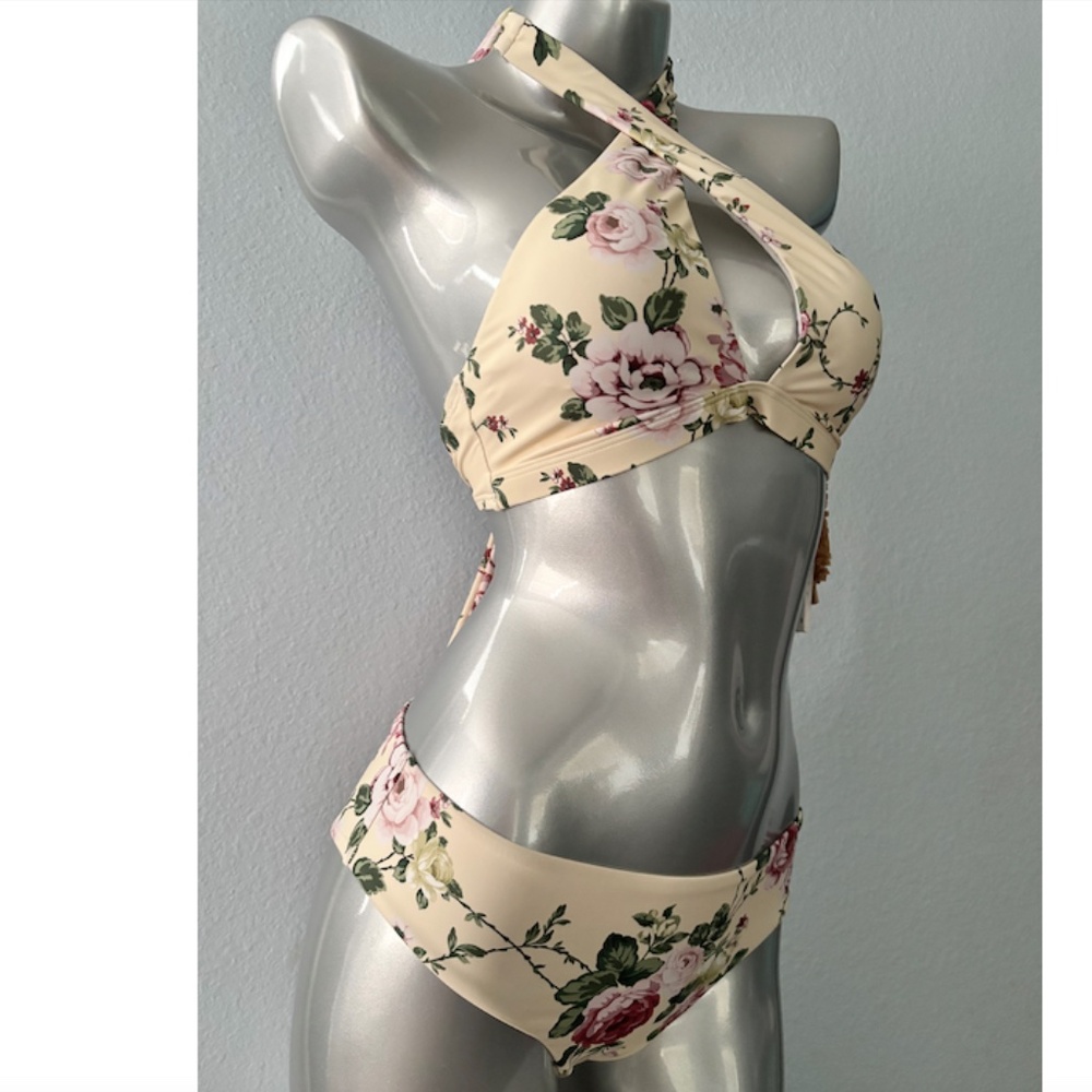 ANTONIO MELANI Cream Floral Crisscross Bikini - Picture 2 of 8